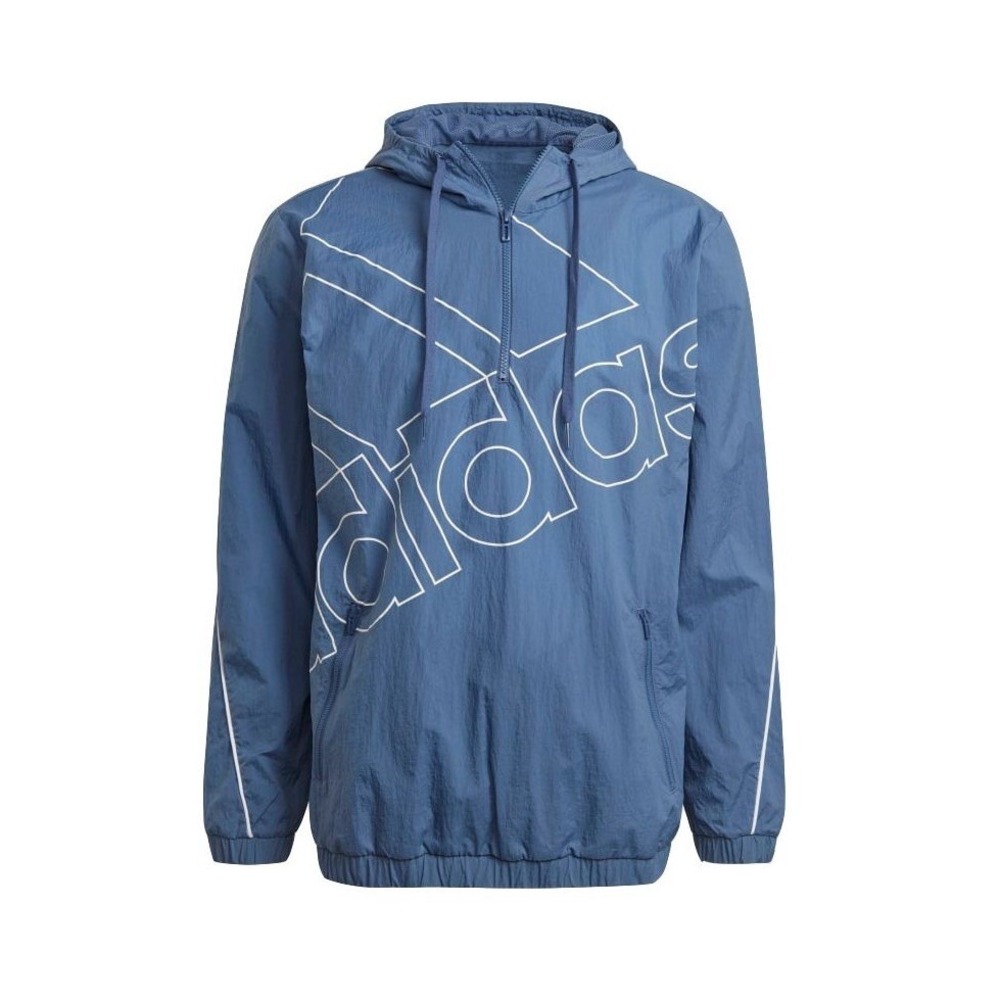 Adidas Quarter Zip Hoodie Mens XL Retro Style Blue Solid‎ Hooded Windbreaker